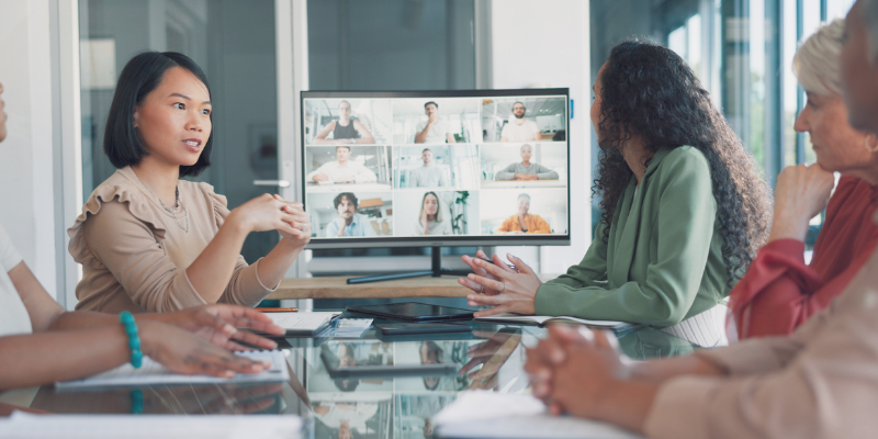 District education leaders collaborating in a hybrid meeting to discuss special education systems and staffing support.